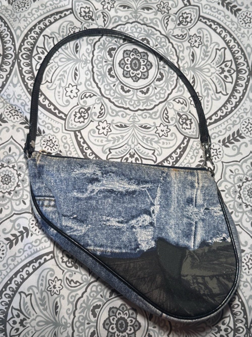 Dior Denim Patch Shoulder Bag with Pins - Picture 3 of 5